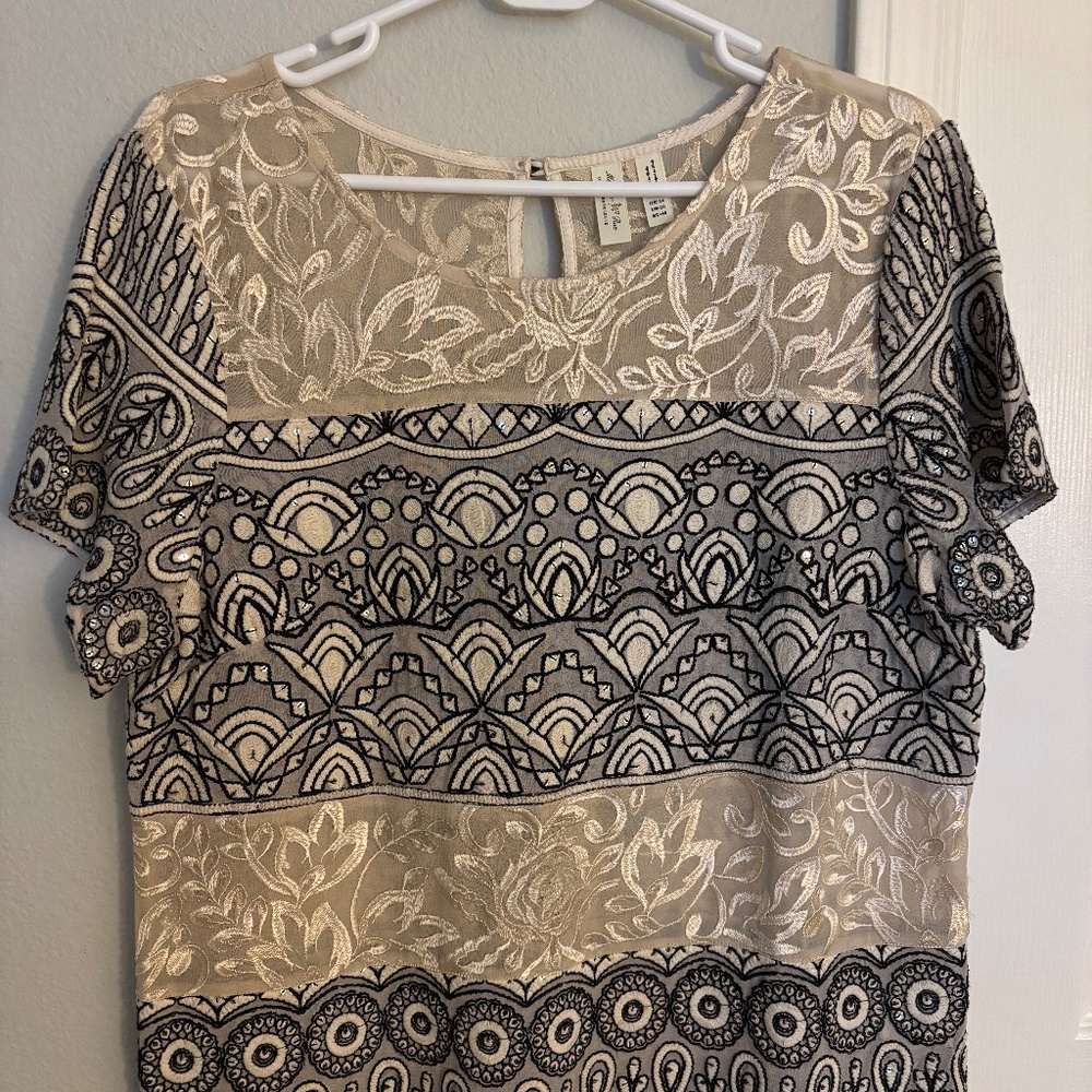 Anthropologie sequined and embroidered top.